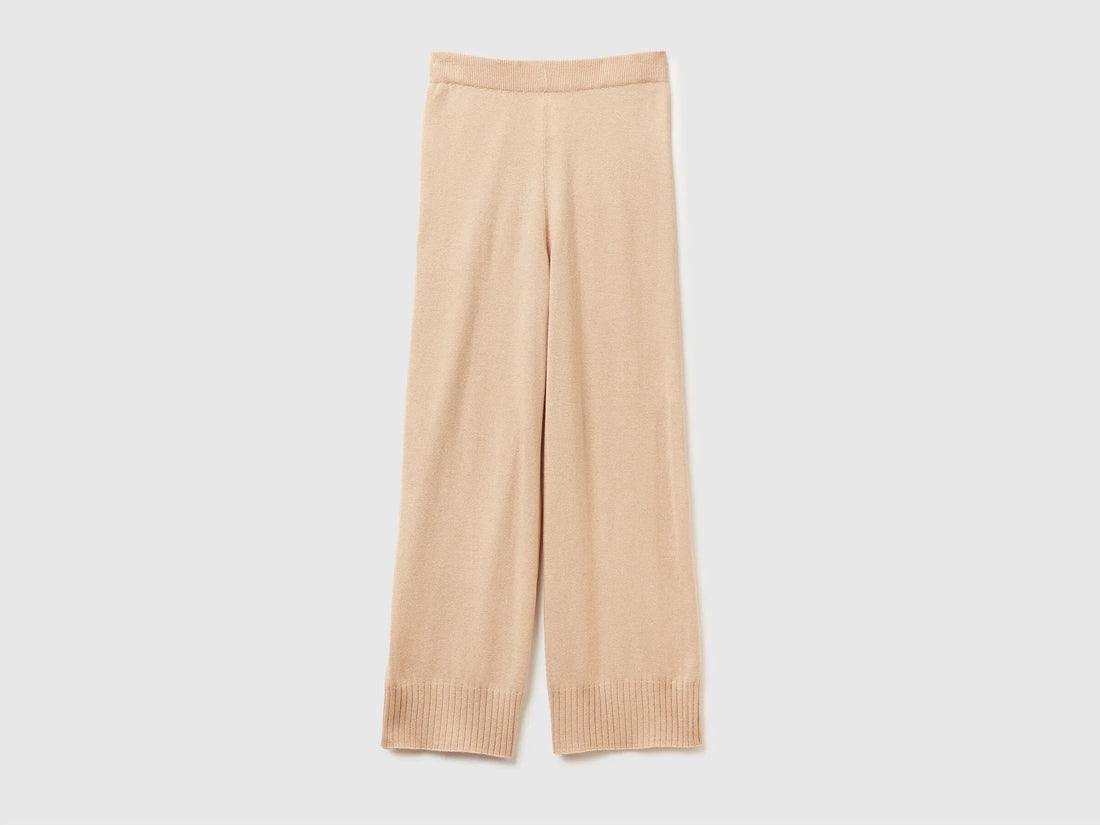 Benetton_Beige_Beige Wide Leg Trousers in Cashmere and Wool Blend_102HDF00Z_994_01