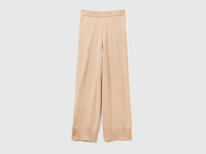 Benetton_Beige_Beige Wide Leg Trousers in Cashmere and Wool Blend_102HDF00Z_994_01