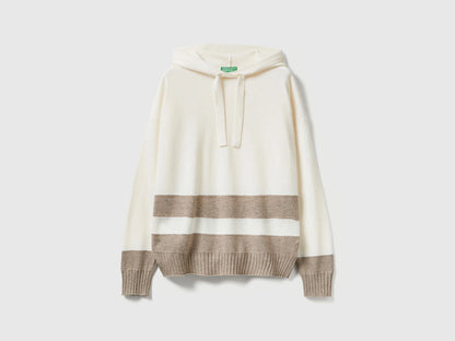 Benetton_Creamy White_Cream Cashmere Blend Sweater with Hood_102HE203V_600_01