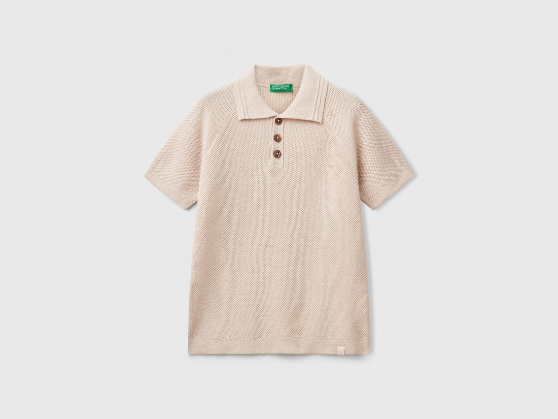Benetton_Short Sleeve Polo in Linen Blend_104NC3005_752_01