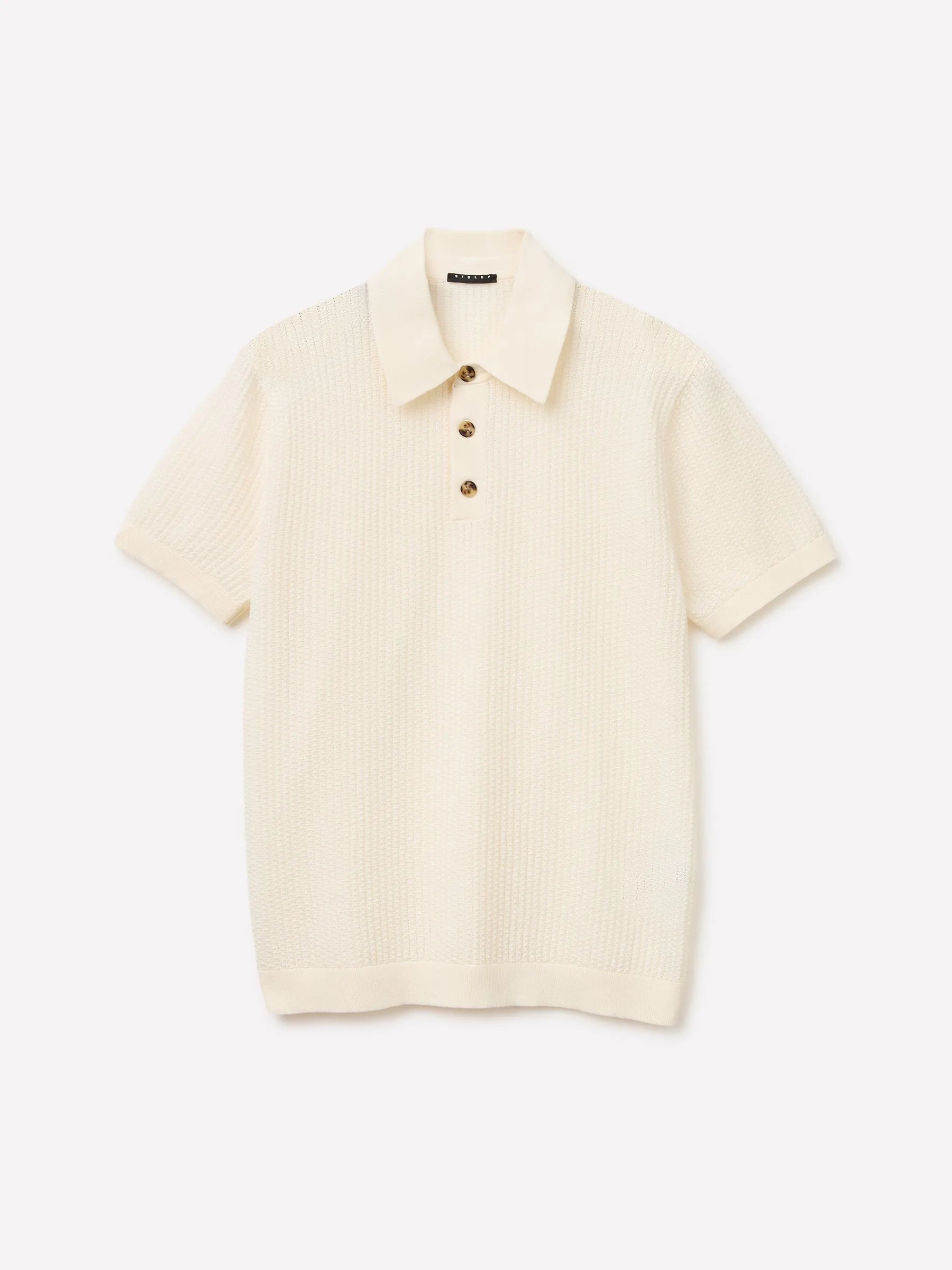 Sisley Creamy white Men Regular Fit Knitted Polo Shirt SKU: 10C1S300V_0Q2 Image 01