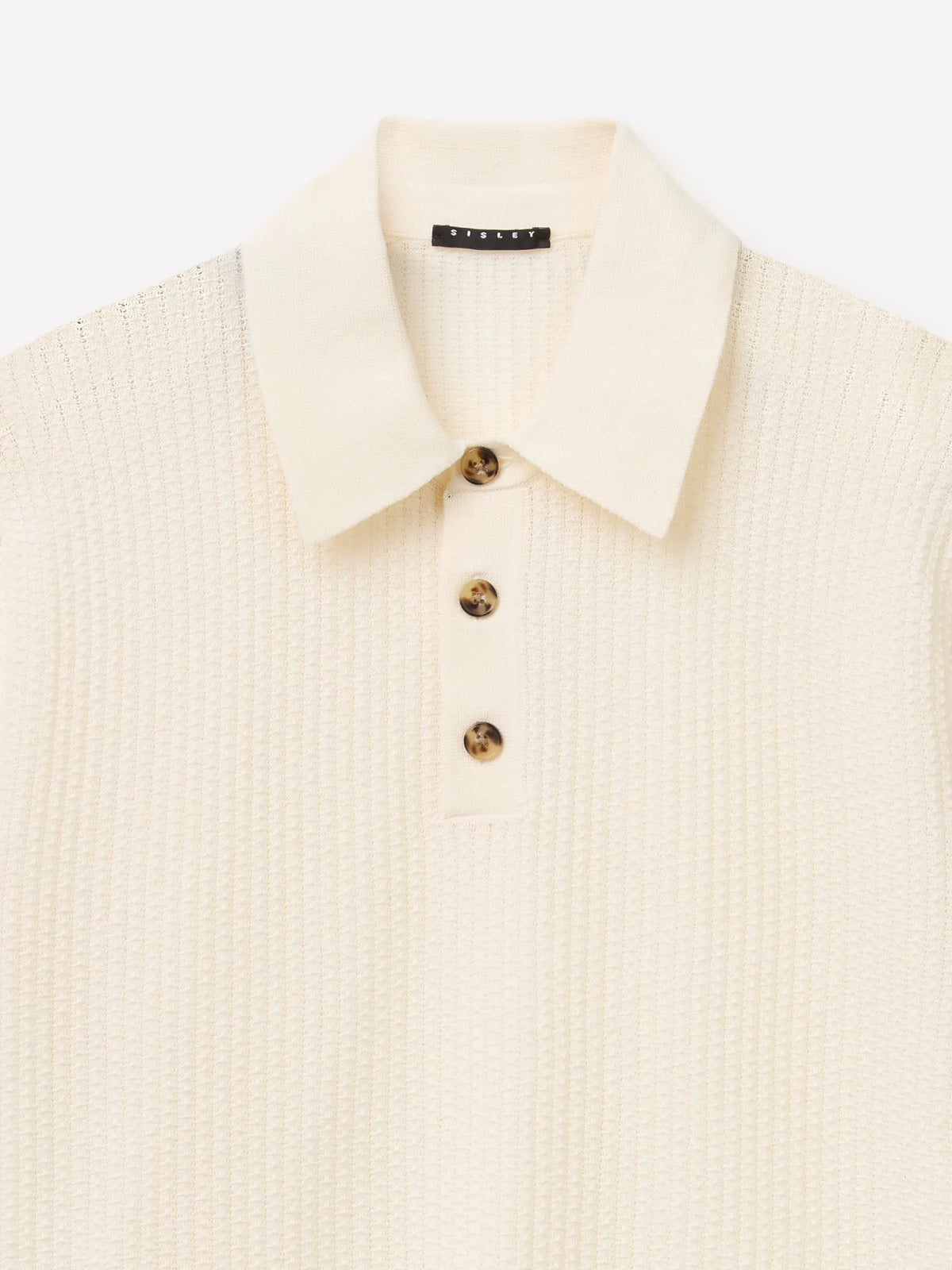 Sisley Creamy white Men Regular Fit Knitted Polo Shirt SKU: 10C1S300V_0Q2 Image 03