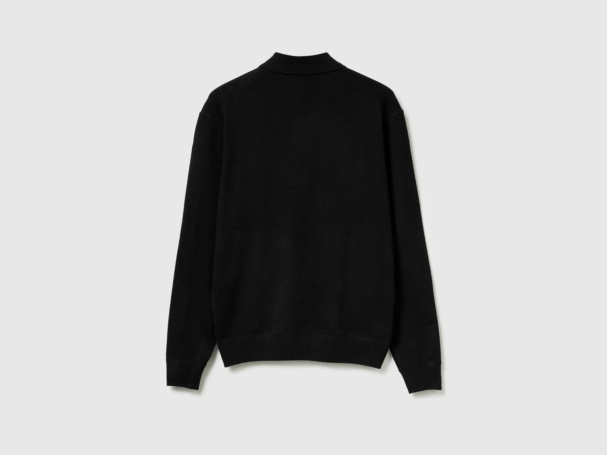 Benetton_Black_Knit Polo in Viscose Blend_110XU301L_100_05
