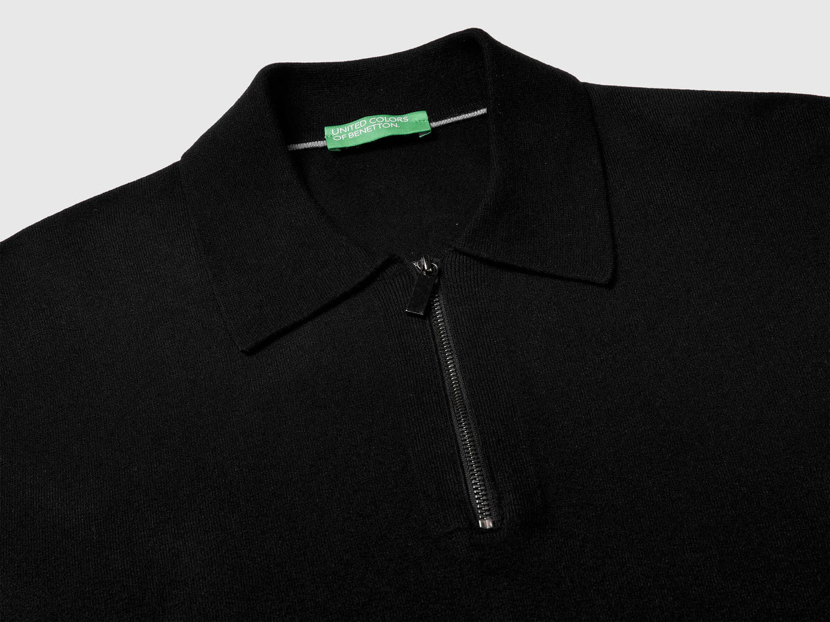 Benetton_Black_Knit Polo in Viscose Blend_110XU301L_100_06