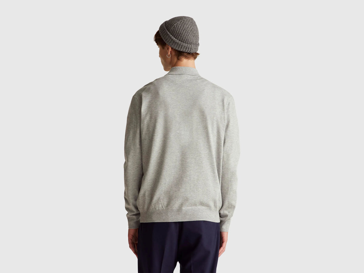 Benetton_Light Gray_Knit Polo in Viscose Blend_110XU301L_501_02