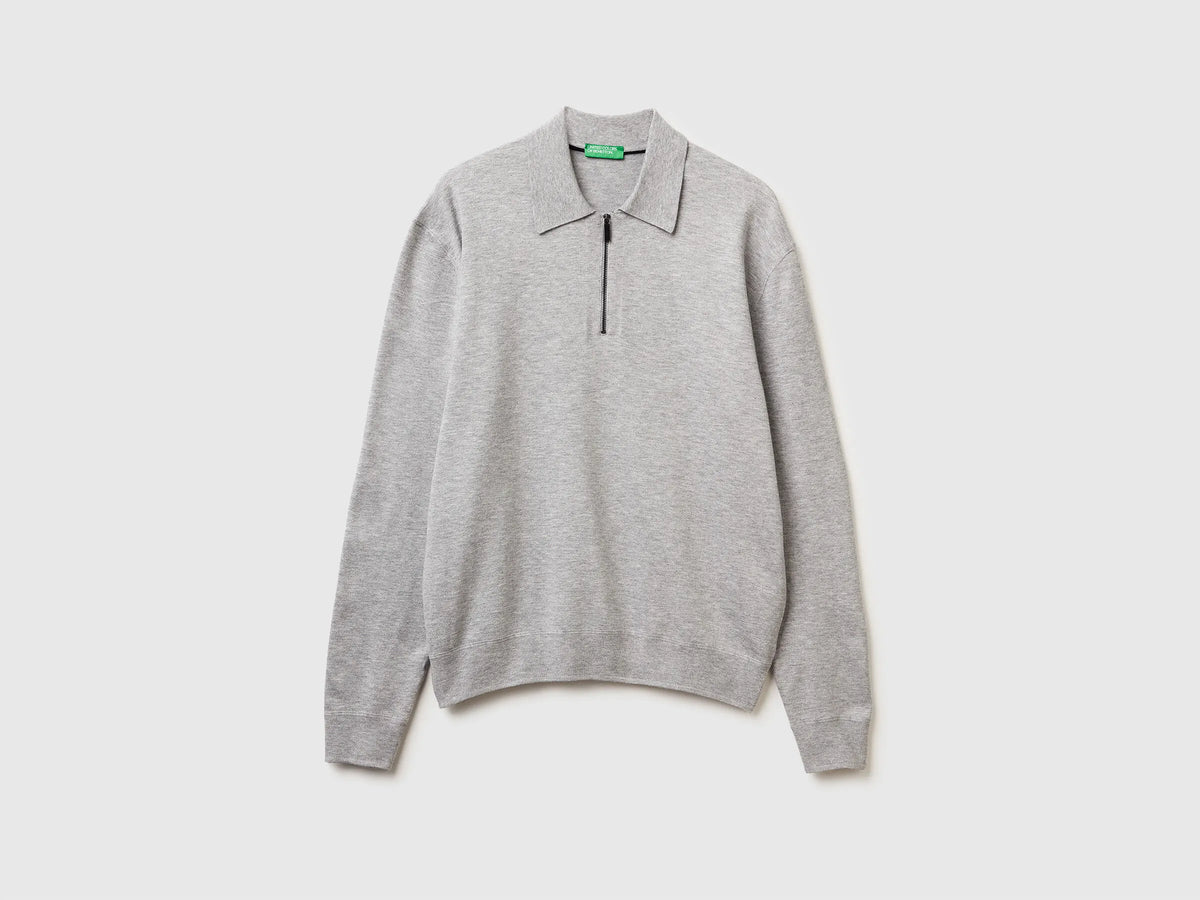 Benetton_Light Gray_Knit Polo in Viscose Blend_110XU301L_501_05