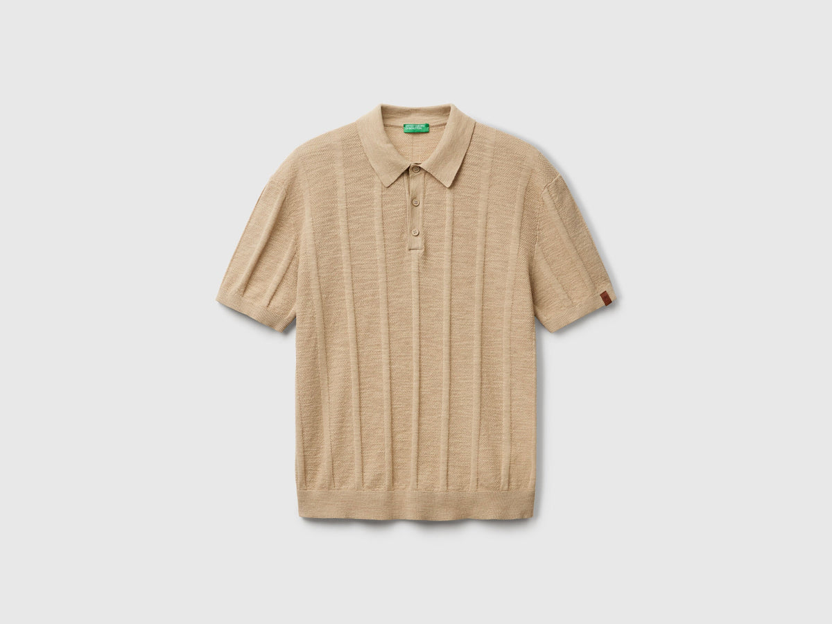 Benetton_Knit Polo in Linen Blend_115GK301G_393_04