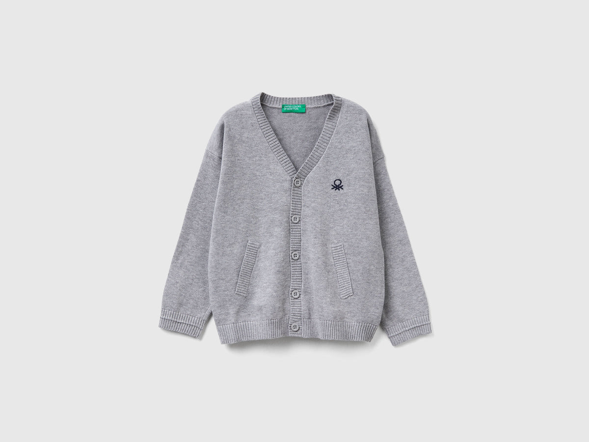 Benetton_Light Gray_V-Neck Cardigan_120YG600G_501_01