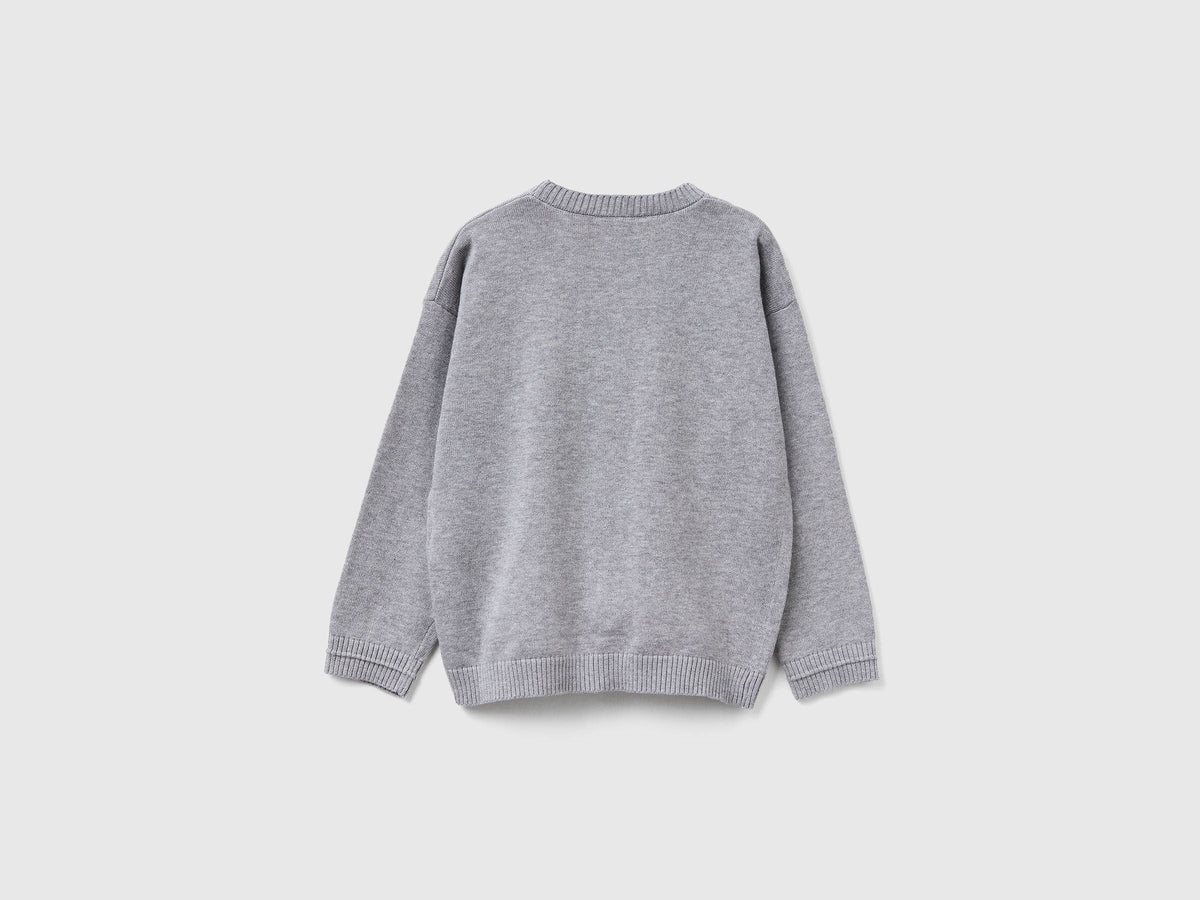 Benetton_Light Gray_V-Neck Cardigan_120YG600G_501_02
