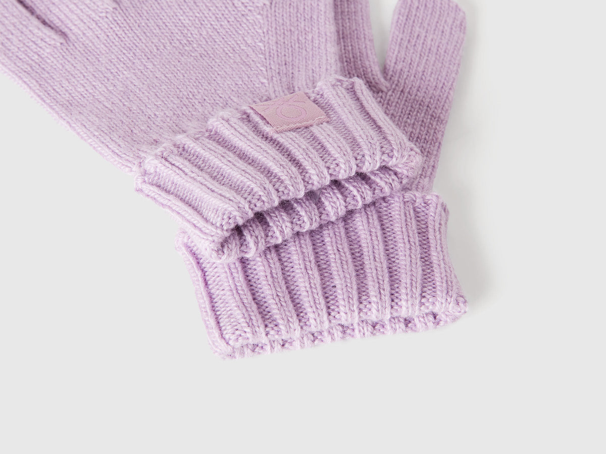 Benetton_Lavender_Gloves in Viscose and Wool Blend_126WGG009_0W1_03