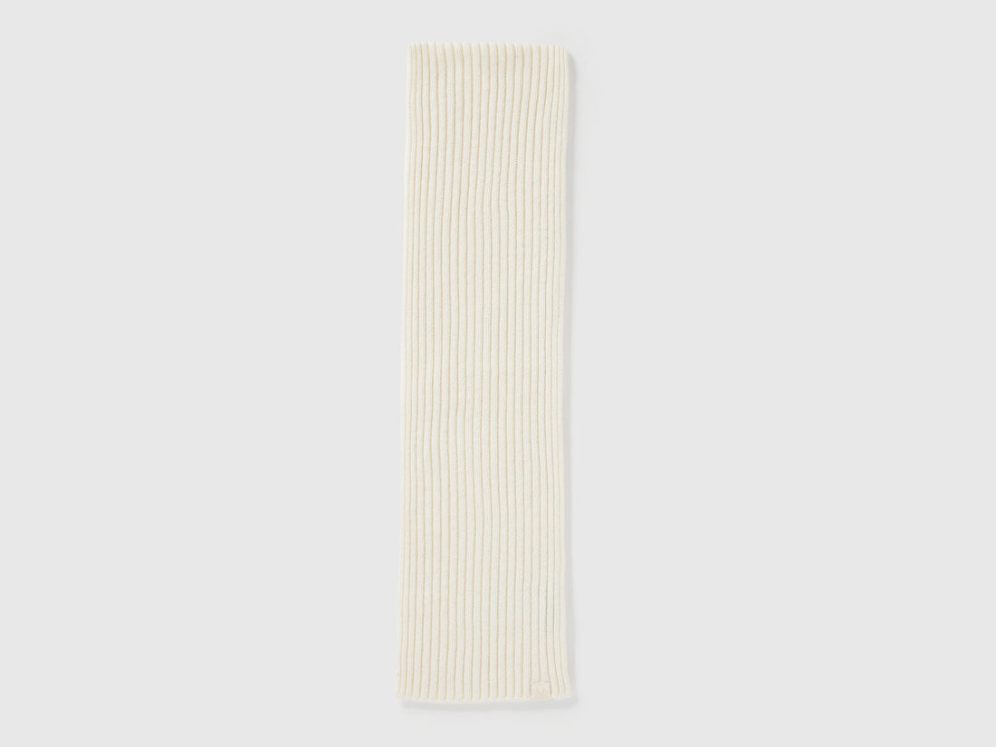 Benetton_Creamy White_Wool Blend Knit Scarf_126WGU005_000_02