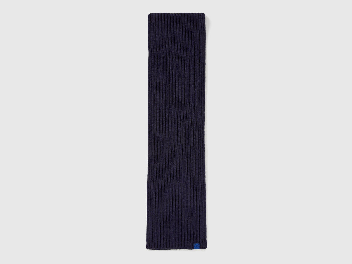 Benetton_Dark Blue_Wool Blend Knit Scarf_126WGU005_66U_02
