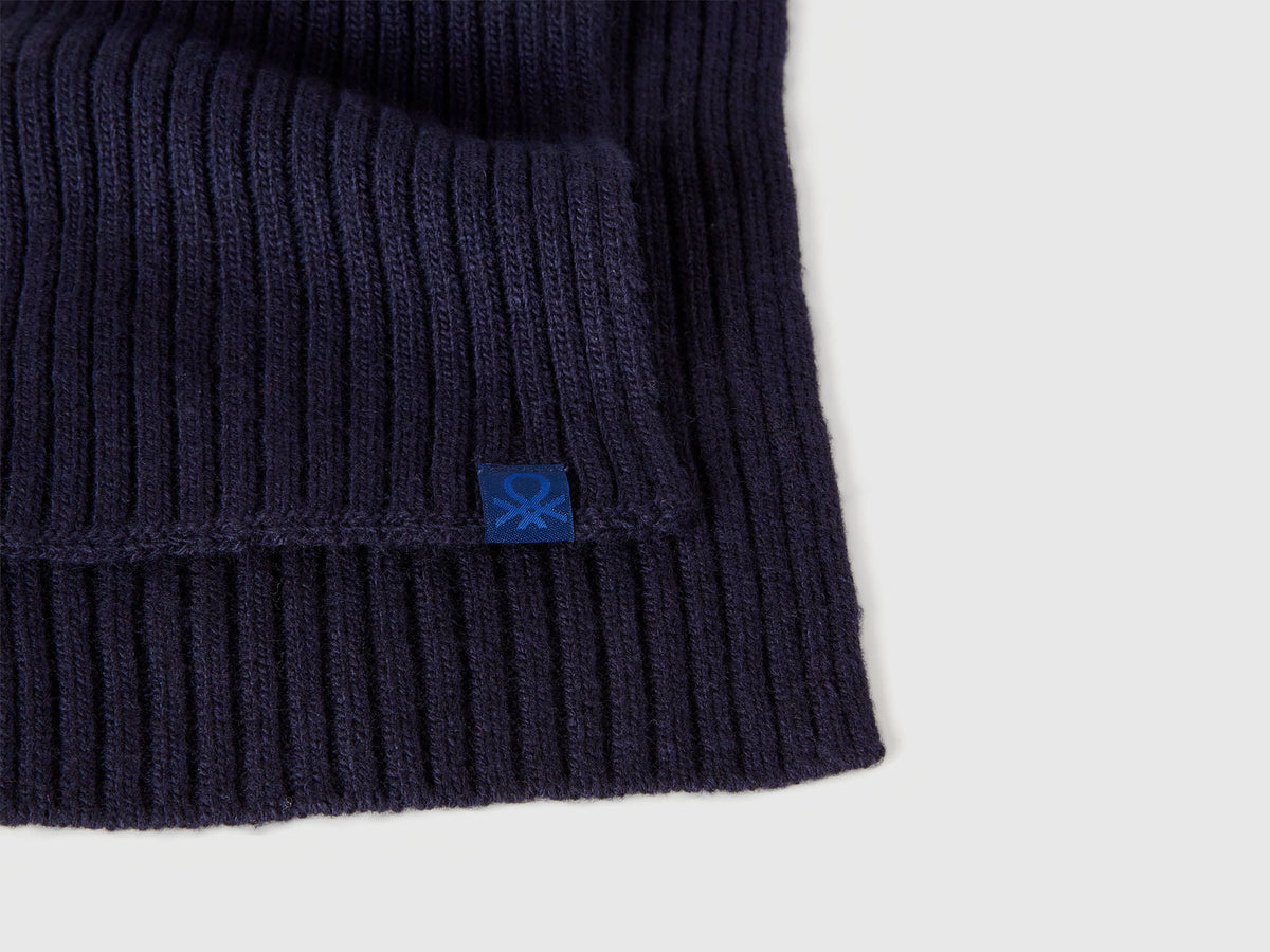 Benetton_Dark Blue_Wool Blend Knit Scarf_126WGU005_66U_03