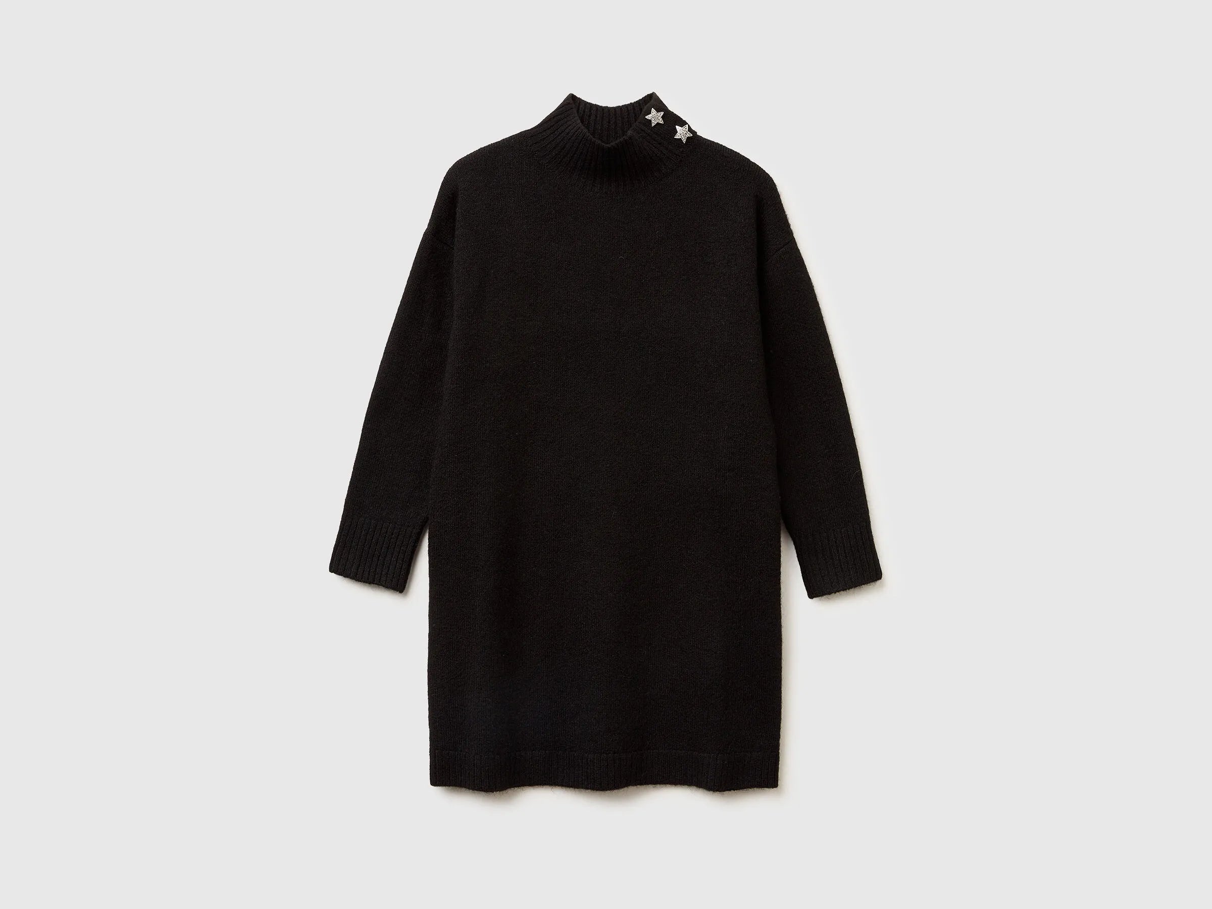 Benetton_Black_Turtleneck Knit Dress_12B9CV007_100_01