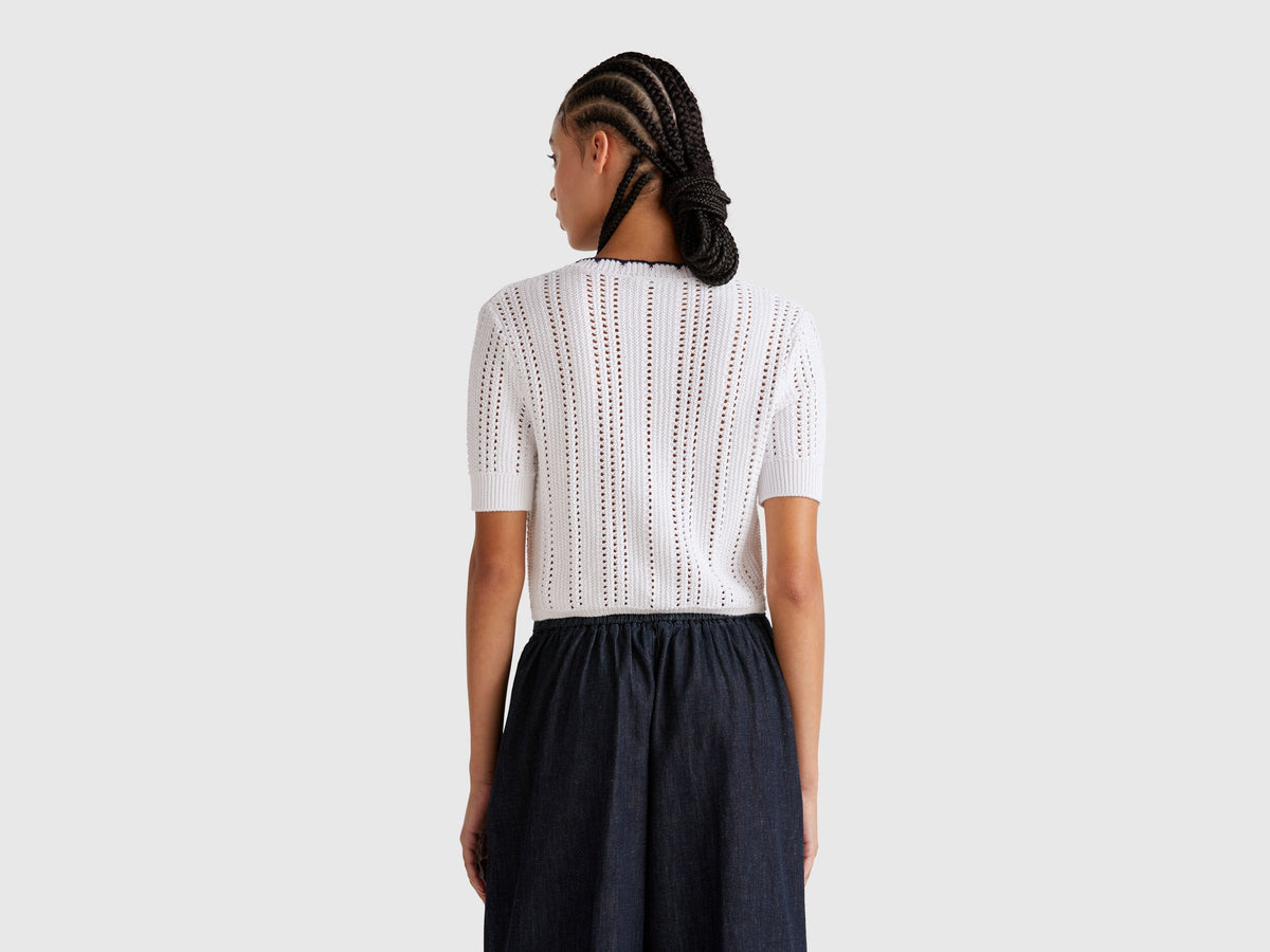 Benetton_Cropped Perforated Cardigan_1594E501Z_101_02