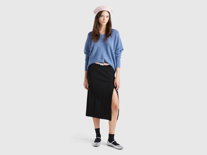 Midi Skirt with Slit_17Q3D001P_100_01