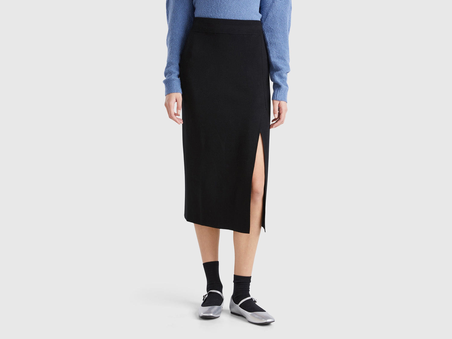 Midi Skirt with Slit_17Q3D001P_100_02