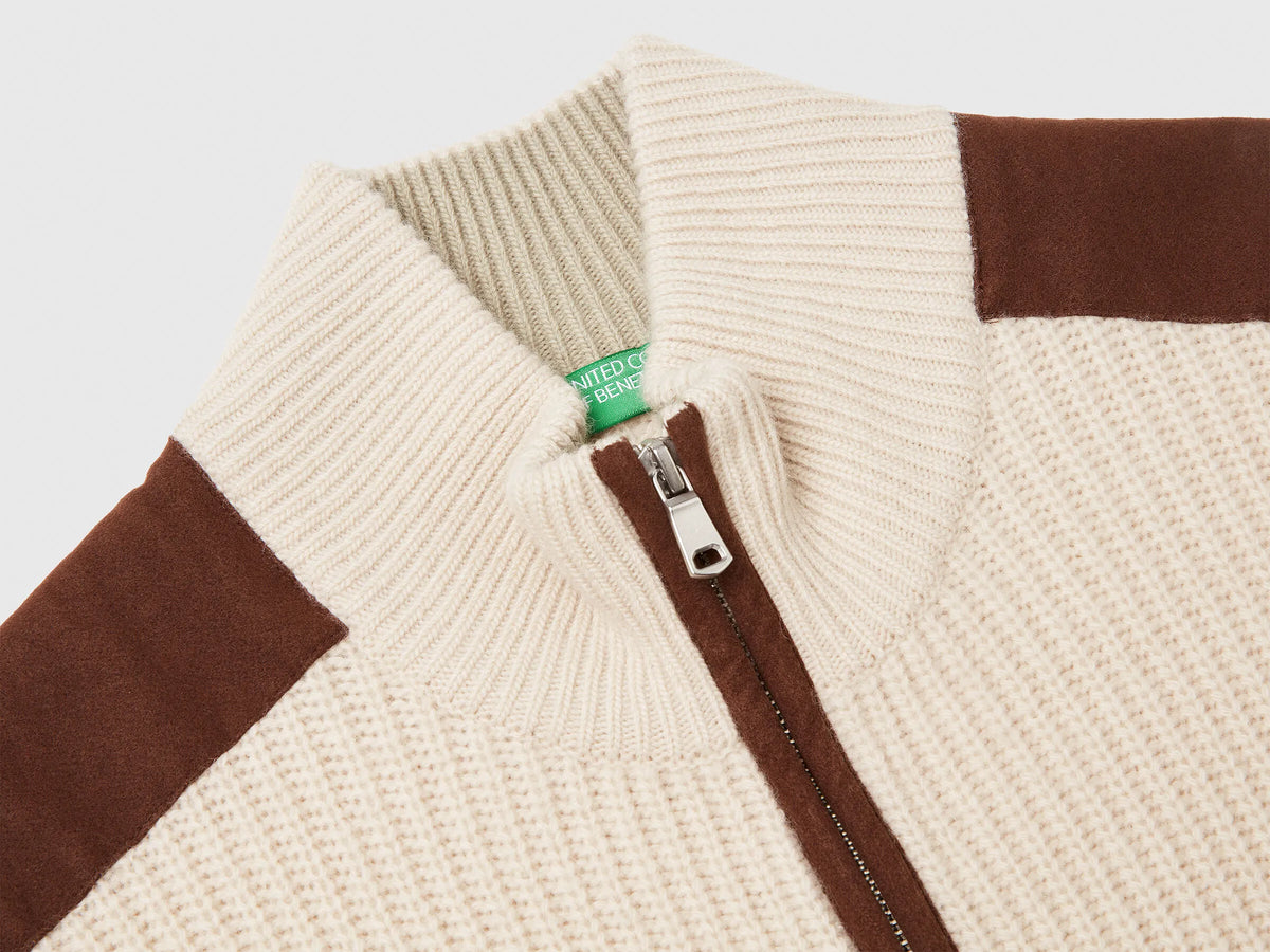 Benetton_Beige_Vest with Zip in Wool Blend_18AYU501A_152_07