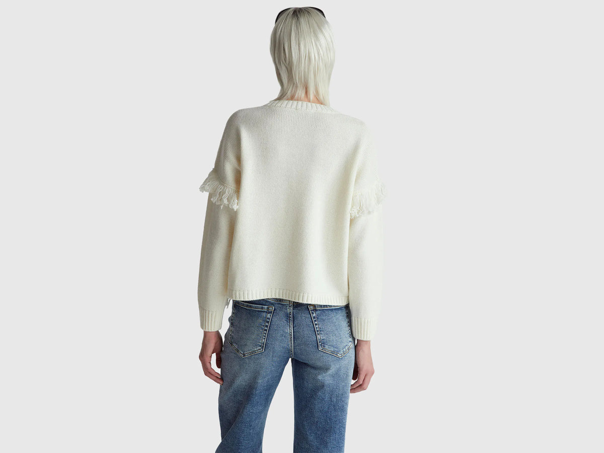 Benetton_Creamy White_Sweater with Fringe_191VD10EZ_000_02