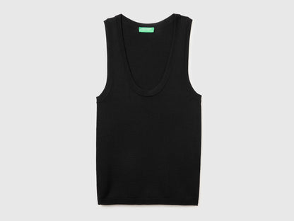 Benetton Black Women Knitted Tank Top SKU: 198XDH01I_100 Image 01