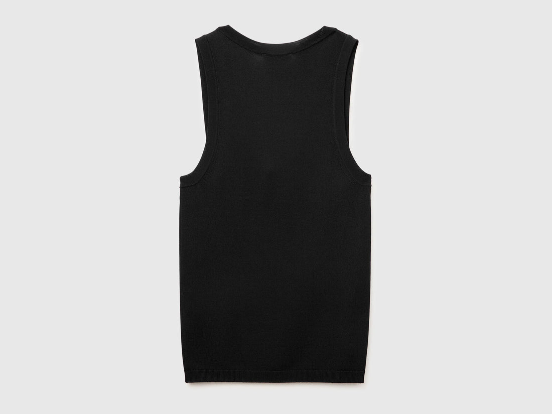 Benetton Black Women Knitted Tank Top SKU: 198XDH01I_100 Image 02