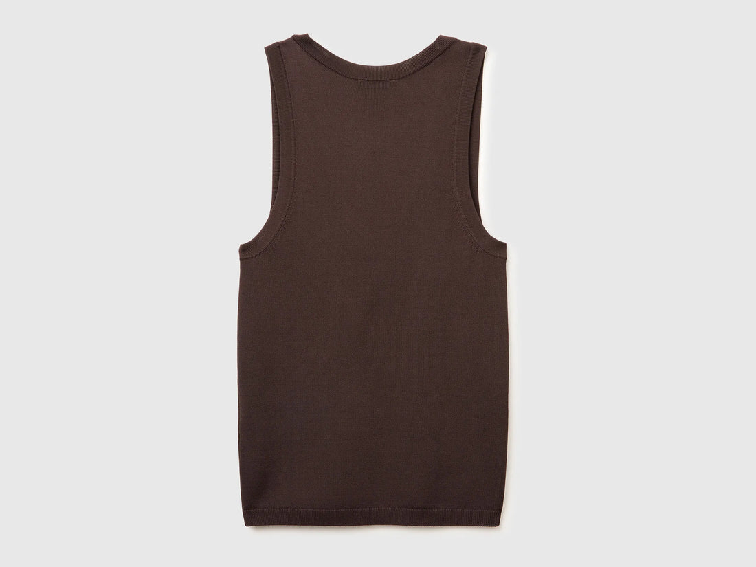 Benetton Brown Women Knitted Tank Top SKU: 198XDH01I_33T Image 02