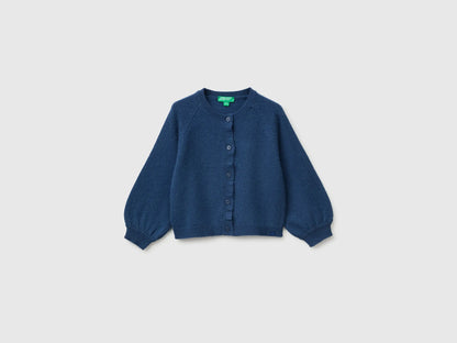 Benetton Blue Girls Crew Neck Cardigan with Buttons SKU: 19WPG500U_355 Image 01