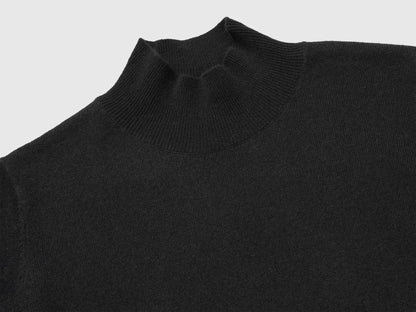 Benetton Black Women Short-Sleeved Turtleneck Sweater SKU: 1B9YD204U_100 Image 03