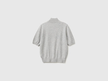 Benetton Light Gray Women Short-Sleeved Turtleneck Sweater SKU: 1B9YD204U_501 Image 02