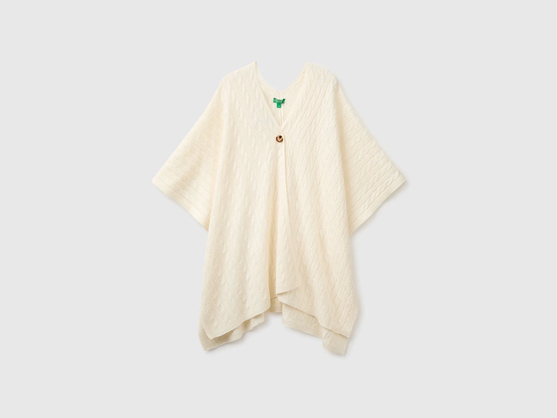 Benetton Creamy White Women Cape with Braids SKU: 1B9YDU01T_000 Image 01