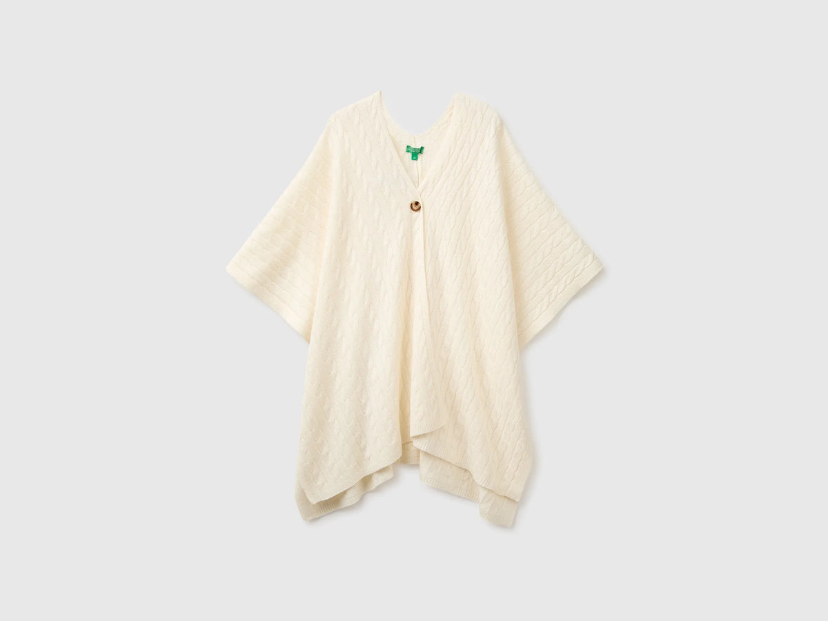 Benetton Creamy White Women Cape with Braids SKU: 1B9YDU01T_000 Image 01