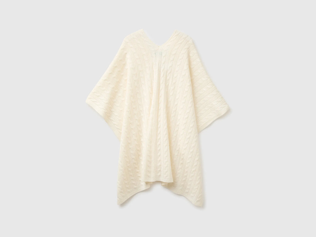 Benetton Creamy White Women Cape with Braids SKU: 1B9YDU01T_000 Image 02