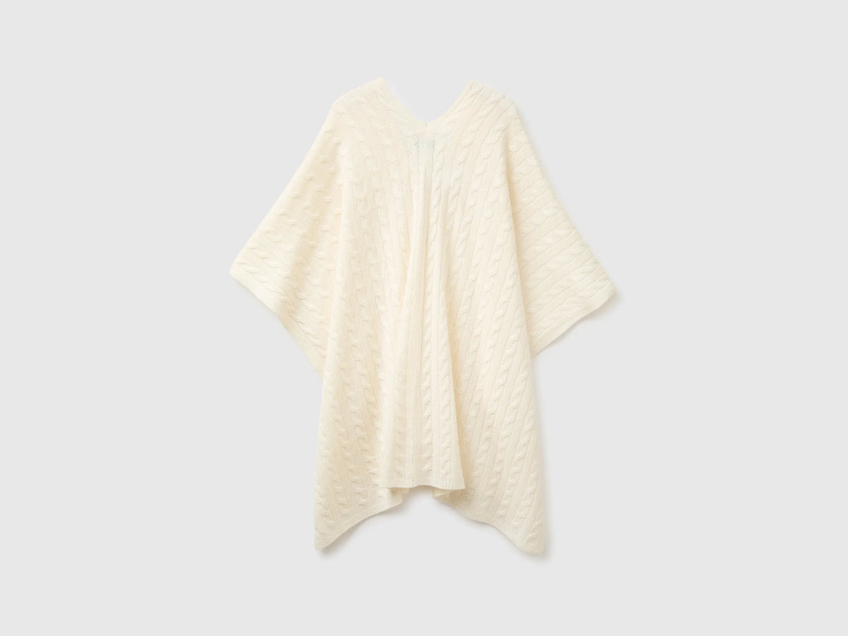 Benetton Creamy White Women Cape with Braids SKU: 1B9YDU01T_000 Image 02