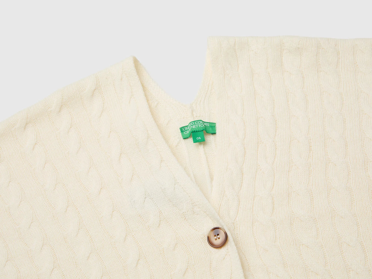 Benetton Creamy White Women Cape with Braids SKU: 1B9YDU01T_000 Image 03