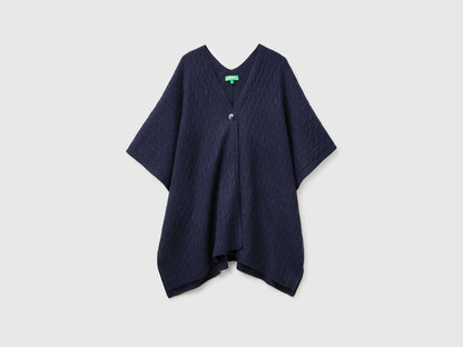 Benetton Dark Blue Women Cape with Braids SKU: 1B9YDU01T_016 Image 01