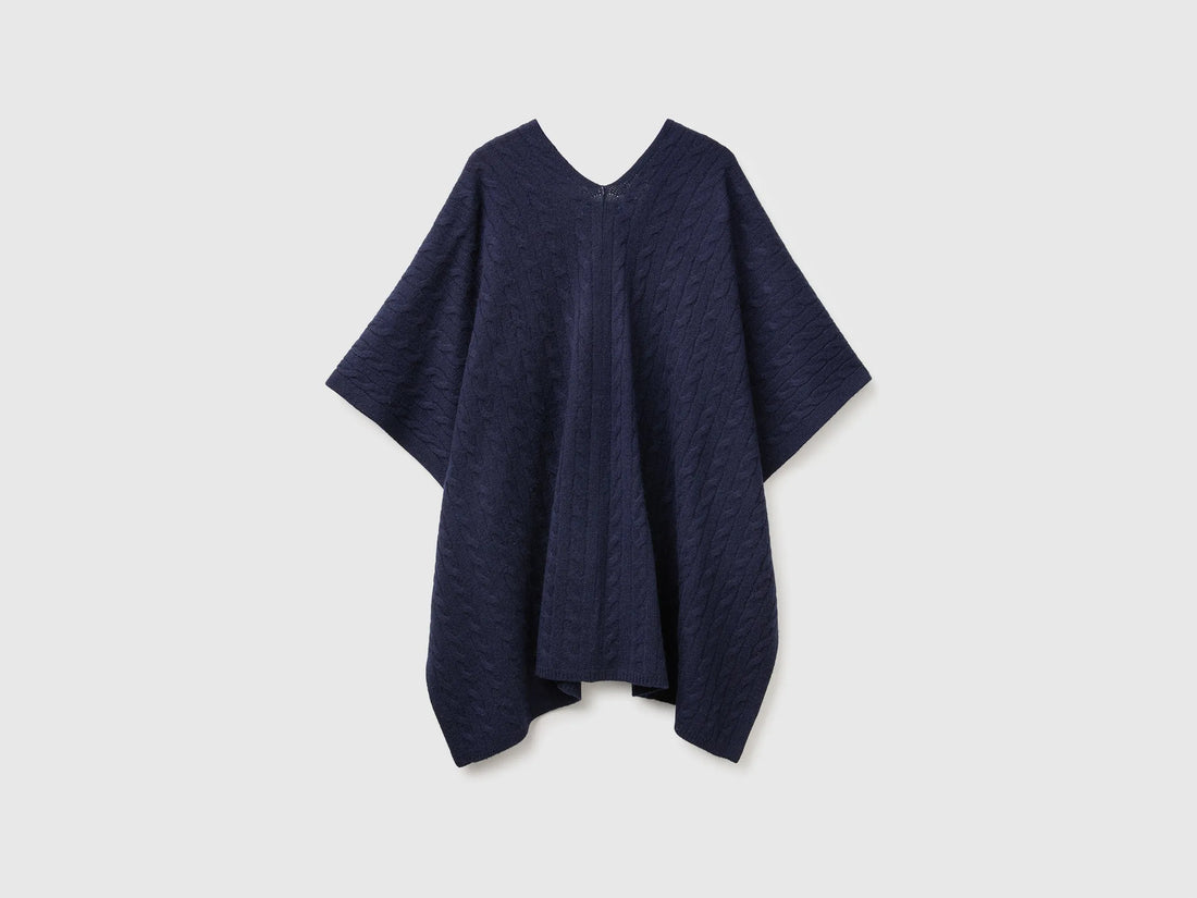 Benetton Dark Blue Women Cape with Braids SKU: 1B9YDU01T_016 Image 02