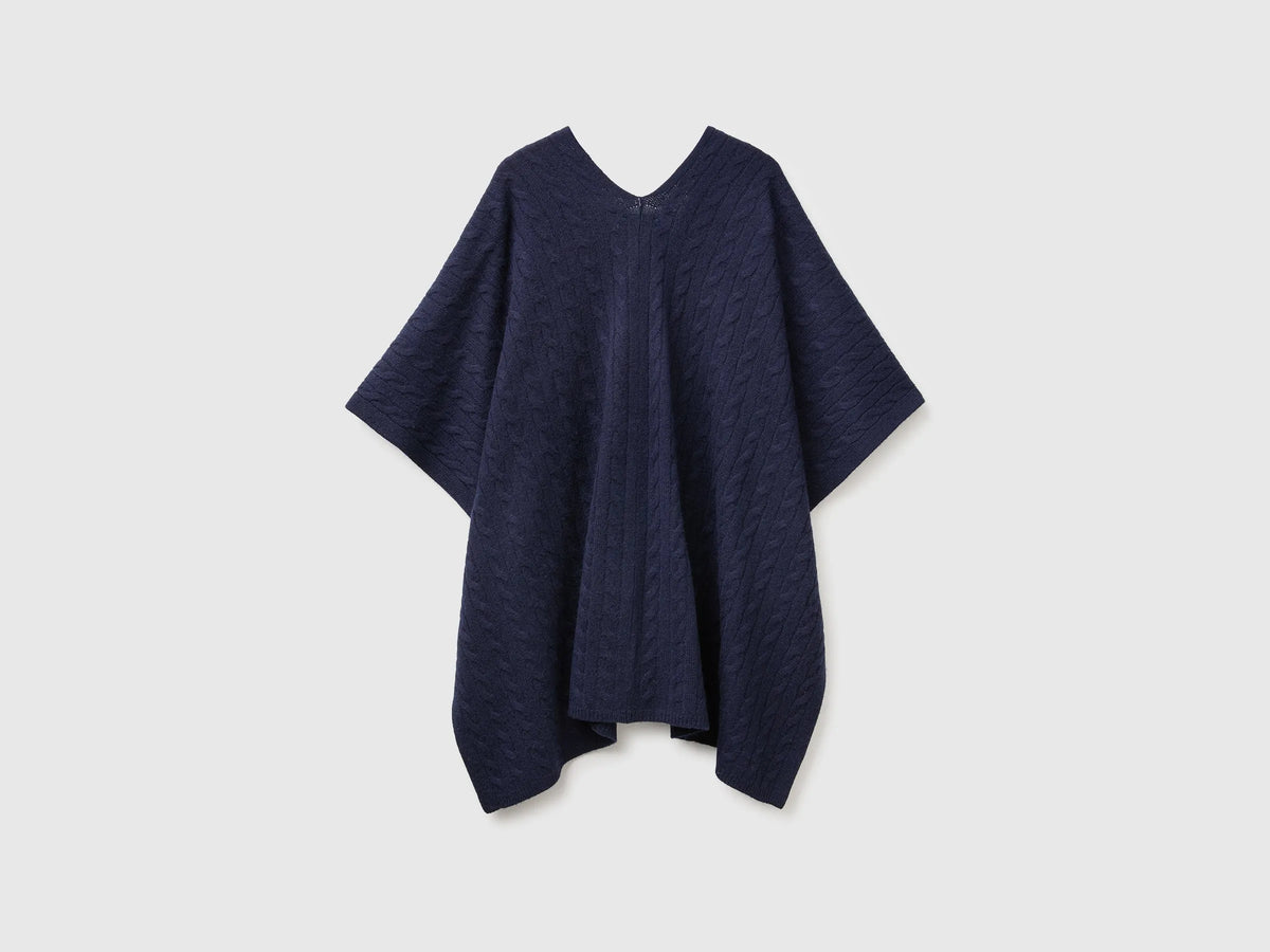 Benetton Dark Blue Women Cape with Braids SKU: 1B9YDU01T_016 Image 02