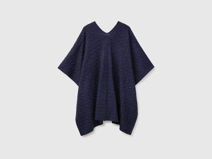 Benetton Dark Blue Women Cape with Braids SKU: 1B9YDU01T_016 Image 02