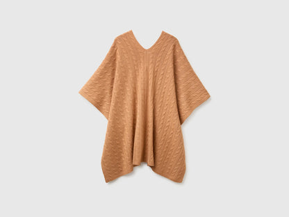 Benetton Camel Women Cape with Braids SKU: 1B9YDU01T_10G Image 02