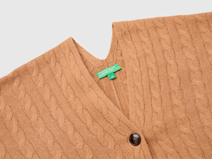 Benetton Camel Women Cape with Braids SKU: 1B9YDU01T_10G Image 03
