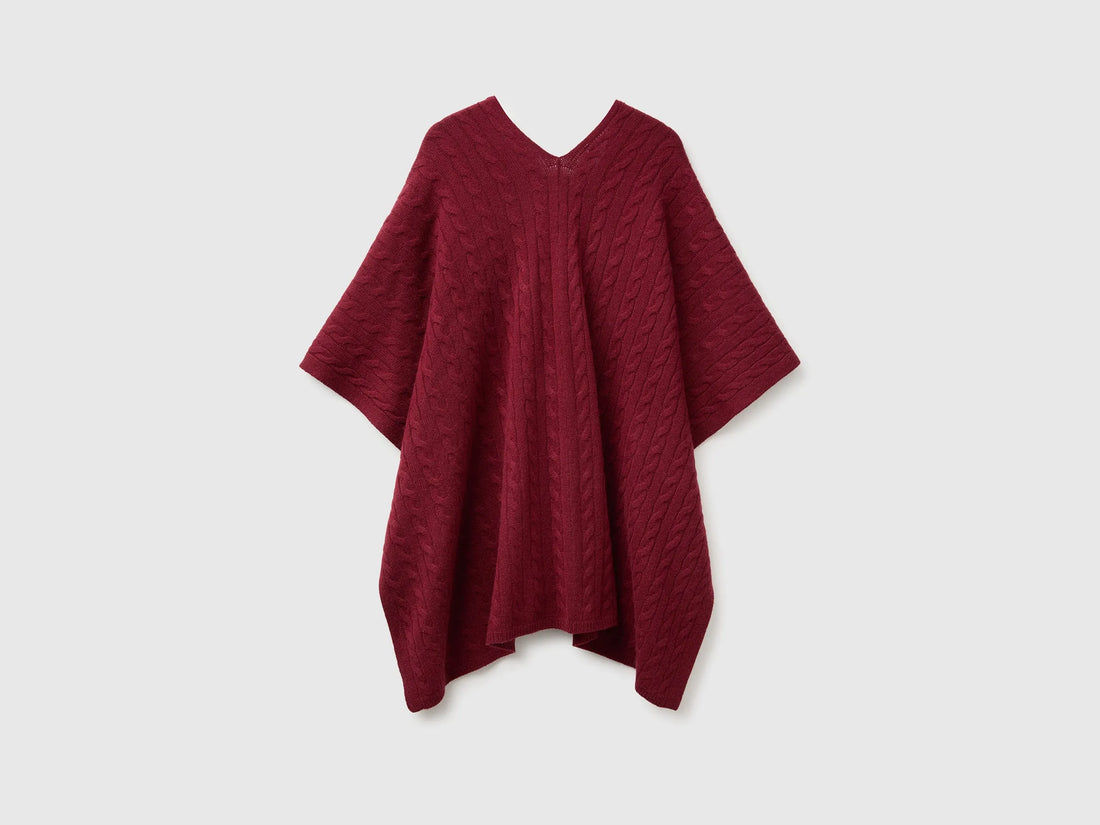 Benetton Burgundy Women Cape with Braids SKU: 1B9YDU01T_30Y Image 02
