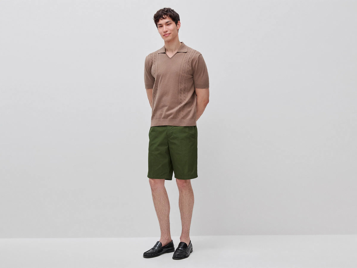 Benetton Brown Men Knitted Polo Shirt with Cables SKU: 1D7ZU301U_04B Image 03