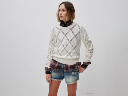 Benetton Creamy White Women Knitted Sweater in Wool Blend SKU: 1KJED10I8_600 Image 01