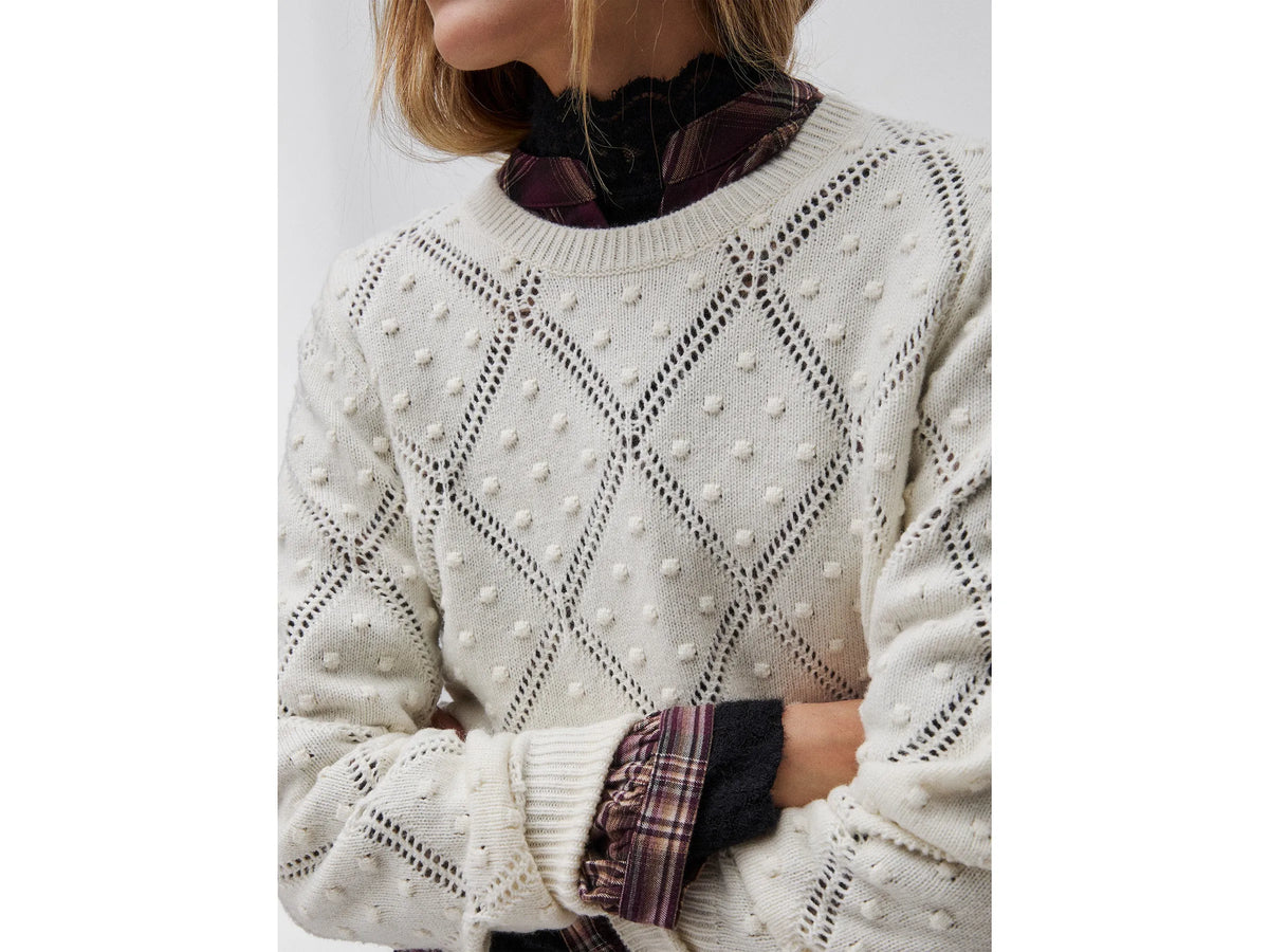 Benetton Creamy White Women Knitted Sweater in Wool Blend SKU: 1KJED10I8_600 Image 04
