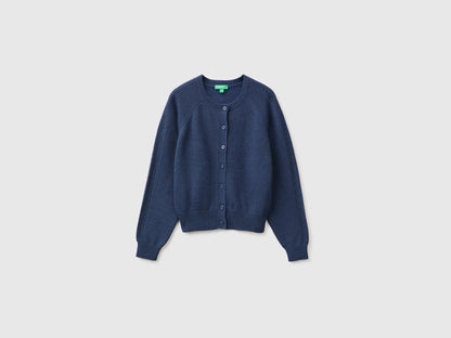 Benetton Blue Girls Wool Blend Cardigan SKU: 1LU4C501D_355 Image 01