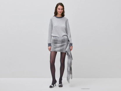 Benetton Light Gray Women 100% Wool Color Block Sweater SKU: 1M6NE10I0_904 Image 03
