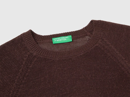 Benetton Brown Women Oversized Sweater in Linen Blend SKU: 1MMXD10H6_33T Image 03