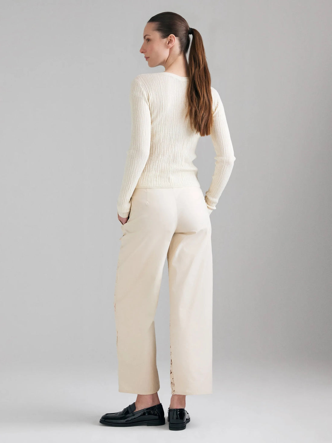 Sisley Creamy white Women Ribbed Cardigan SKU: 1U3RL603S_00V Image 02