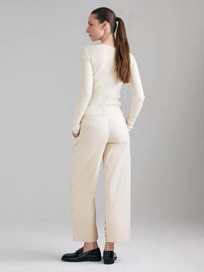 Sisley Creamy white Women Ribbed Cardigan SKU: 1U3RL603S_00V Image 02