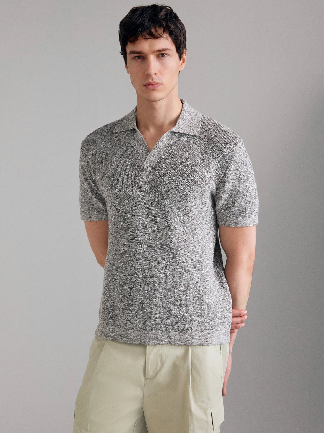 Sisley Light gray Men Knitted Polo Shirt SKU: 1U7XS300T_718 Image 03